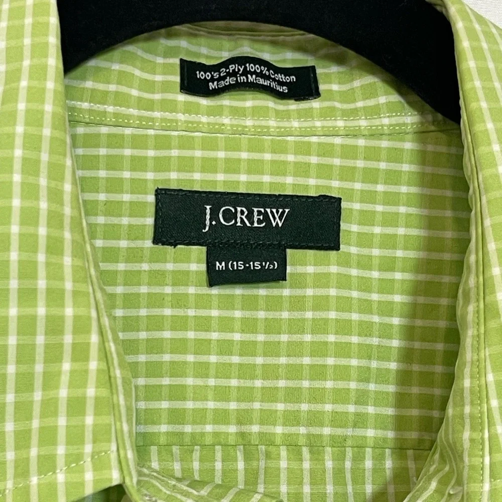 J.Crew Green Check Button Down Shirt Men’s Medium 15-15.5 100% Cotton